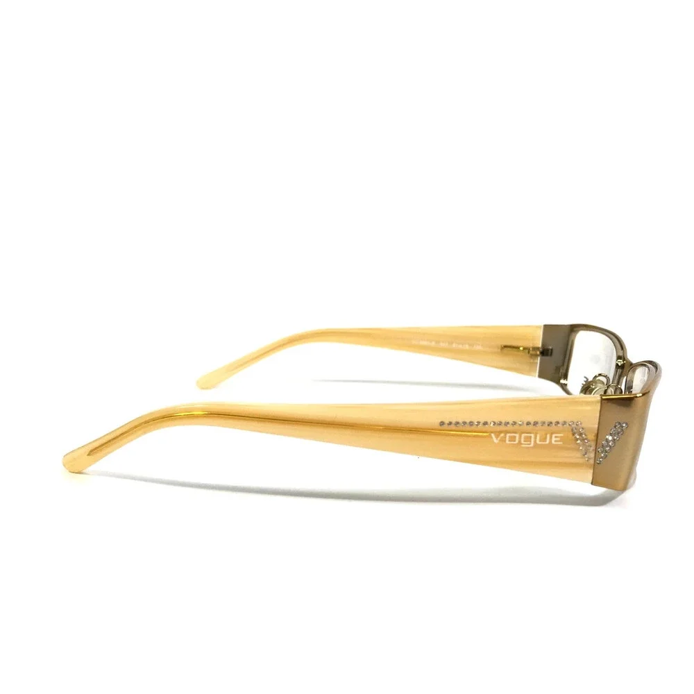 Vogue Eyeglasses Frames VO3660-B 847 Yellow Gold Rectangle Crystals 51-16-130